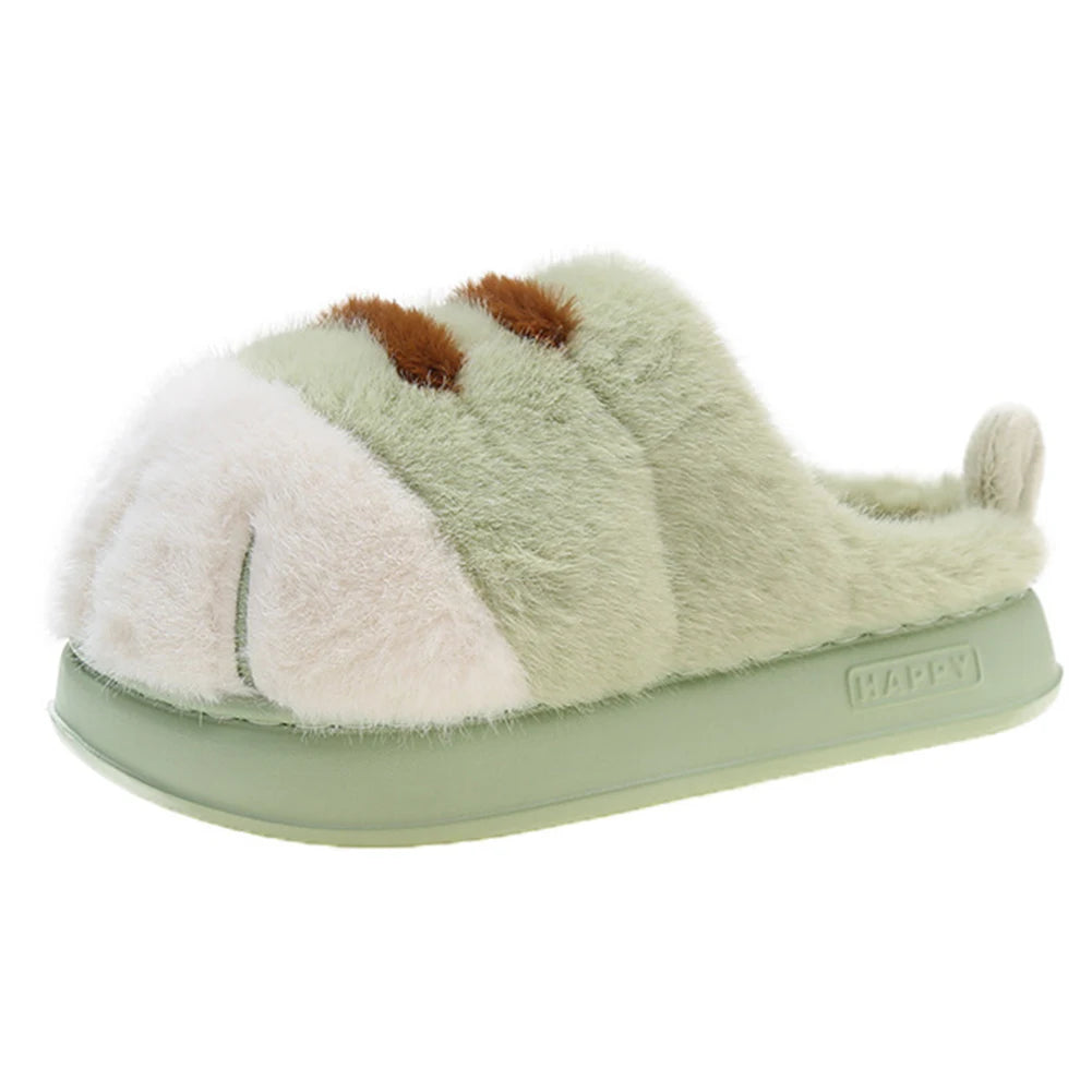Cute Cat Paw Plush Slippers | Cozy Furry Winter Indoor Shoes