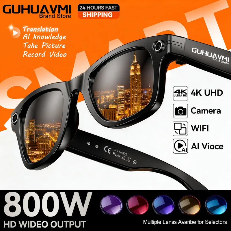AI Smart Glasses with HD Camera & Translation Features
