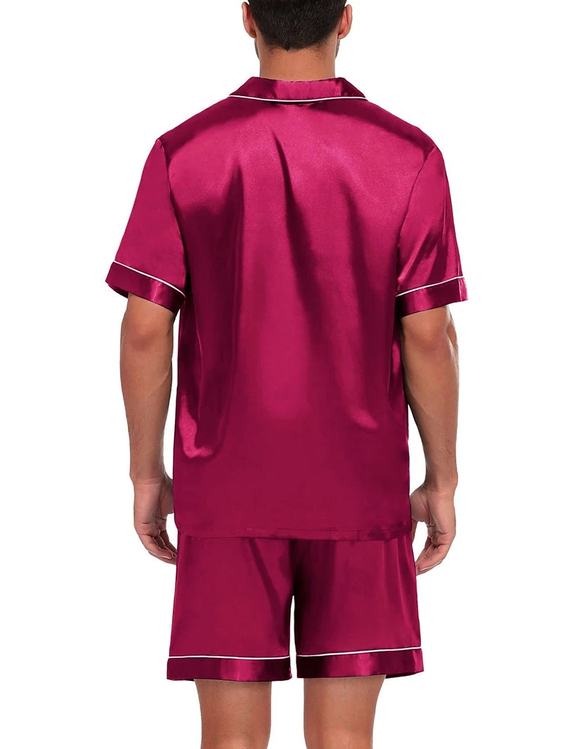 Men's Luxury Satin Pajama Set | Short Sleeve Summer Sleepwear