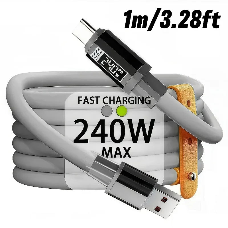240W Fast Charging USB to Type-C Cable | Silicone Durable Design