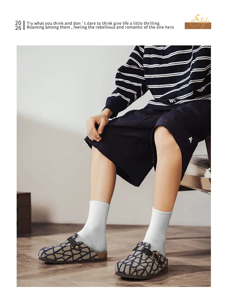 Four Seasons Classic Cork Closed Toe Shoes Versatile Soft Sole Unisex Outdoor Beach Casual Comfort Daily Slippers