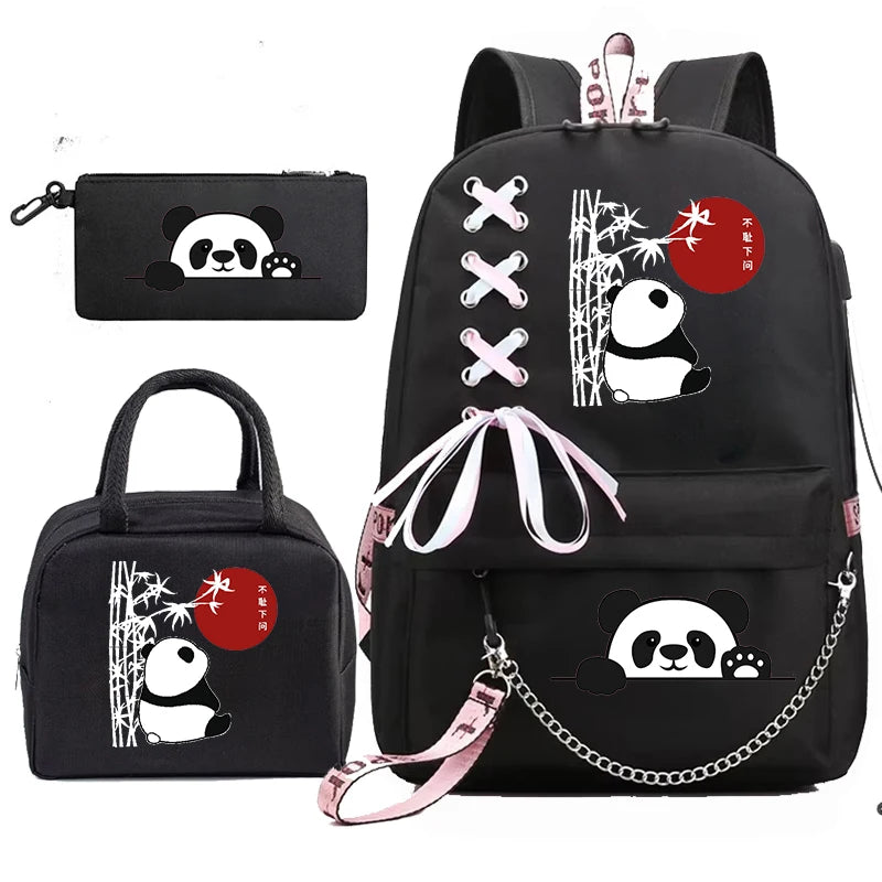 Adorable 3D Panda School Bag Set for Teens | Stylish & Practical