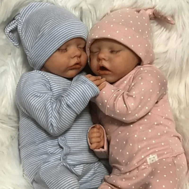 45cm Reborn Twins Sleeping Baby Doll | Realistic Silicone Toy Gift