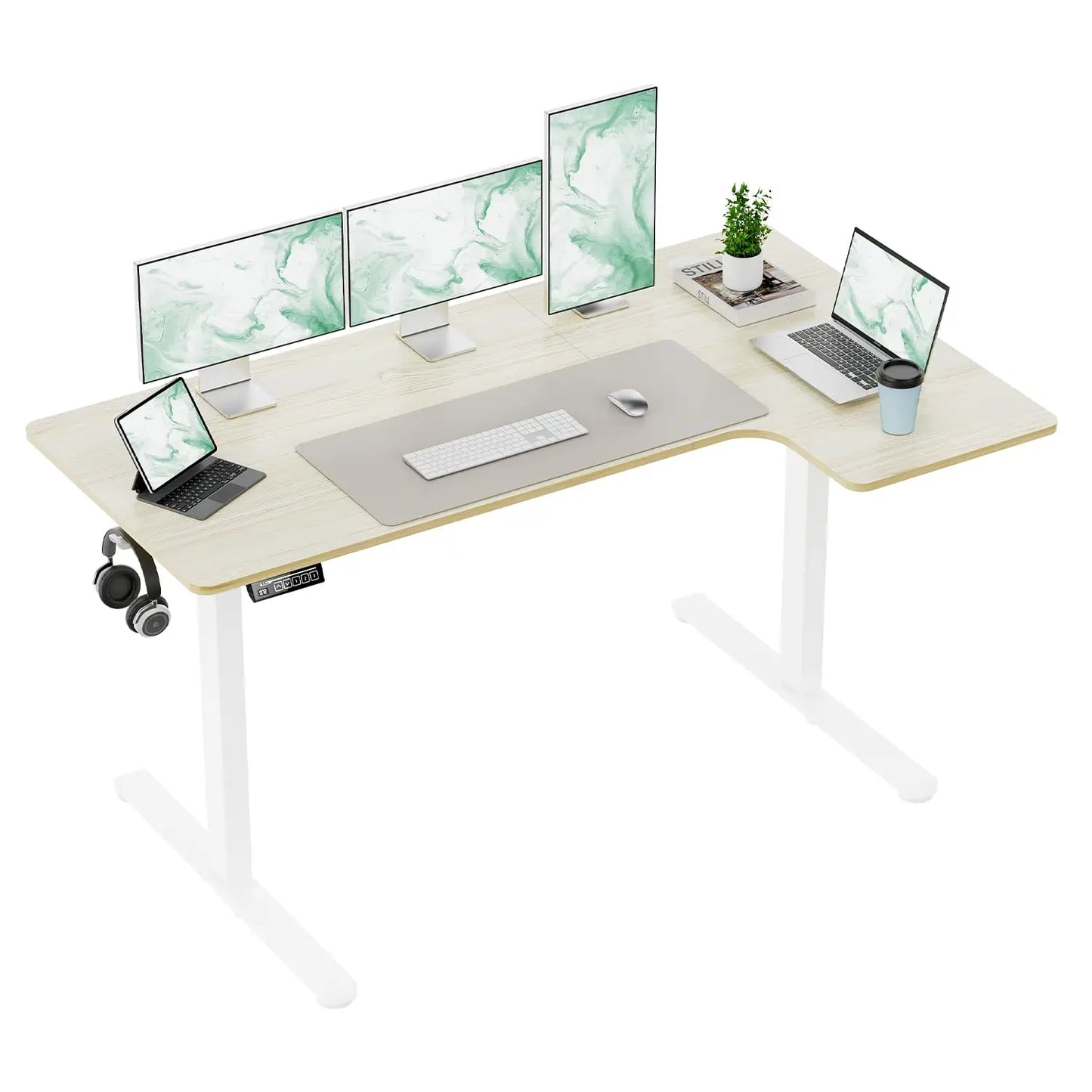 Electric Height Adjustable L-Shaped Standing Desk | Modern Office Solution