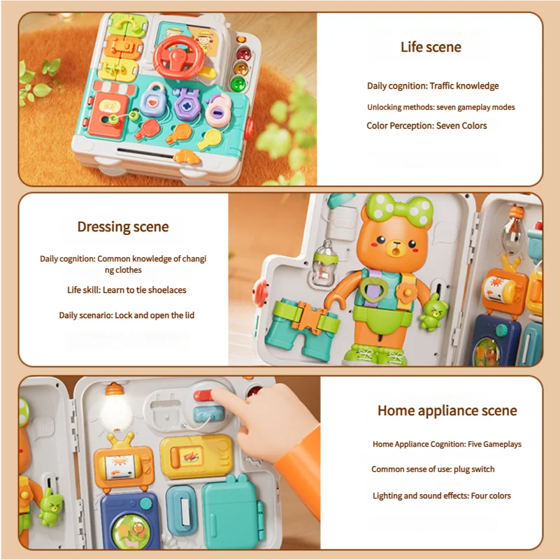 Montessori Busy Board for Toddlers | Interactive Music & Light Toy