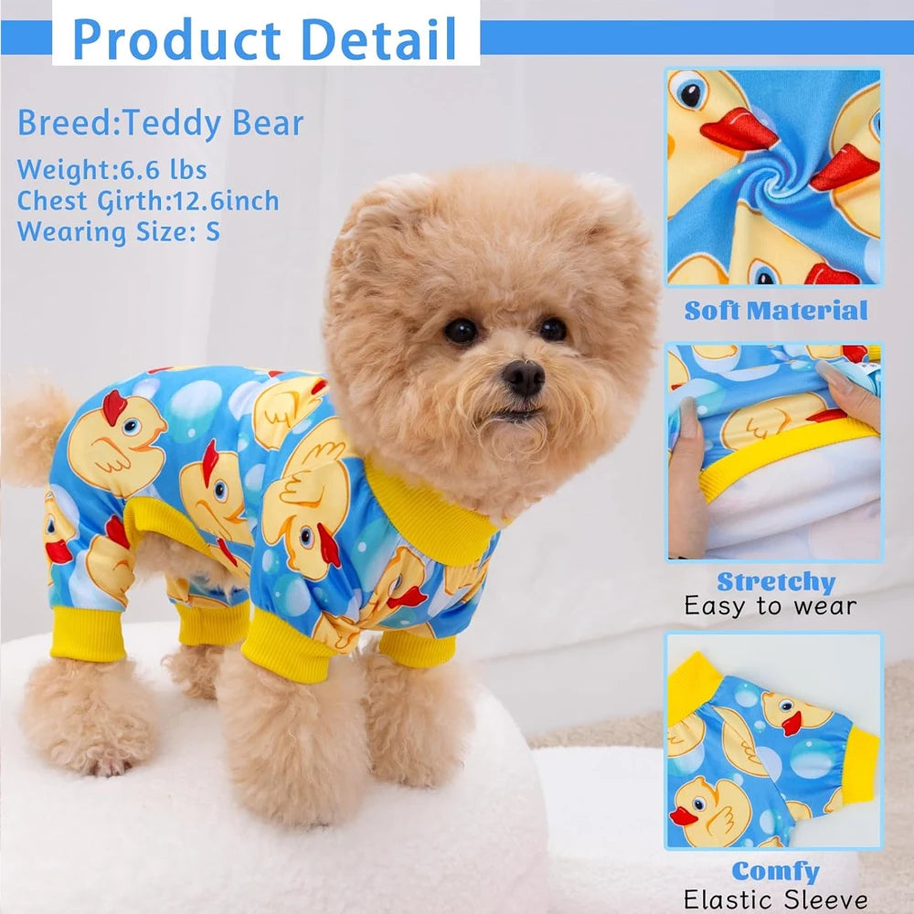 Comfy Dog Onesies Pajamas | Cute Cartoon Pet Jumpsuit for Small Breeds