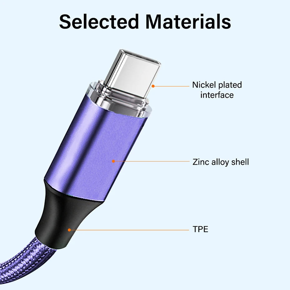 USB Type C to C Fast Charging Data Cable - 100W PD Support