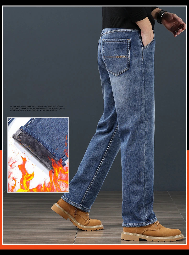 Winter Fleece Men's Jeans | Stylish Warm Denim for Cold Weather