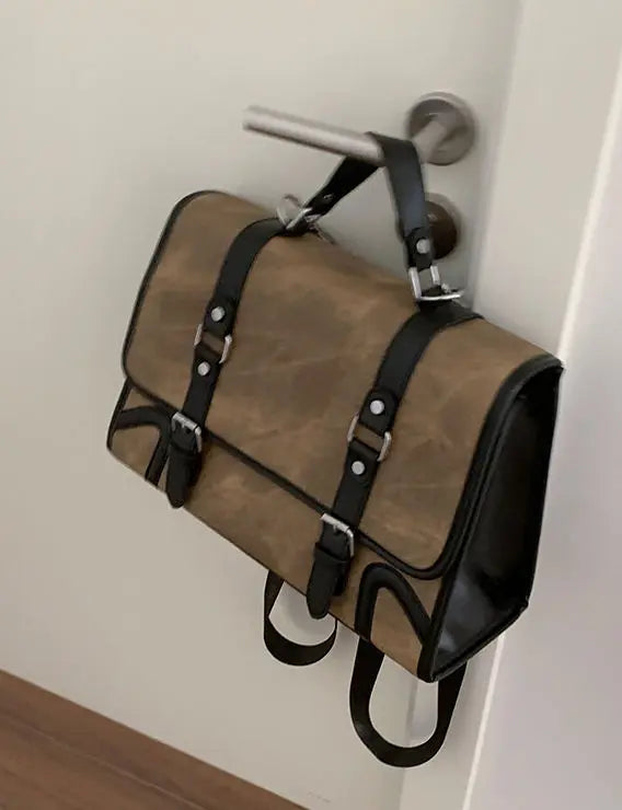 Chic Women's Preppy Backpack | Trendy Leather Handle Schoolbag