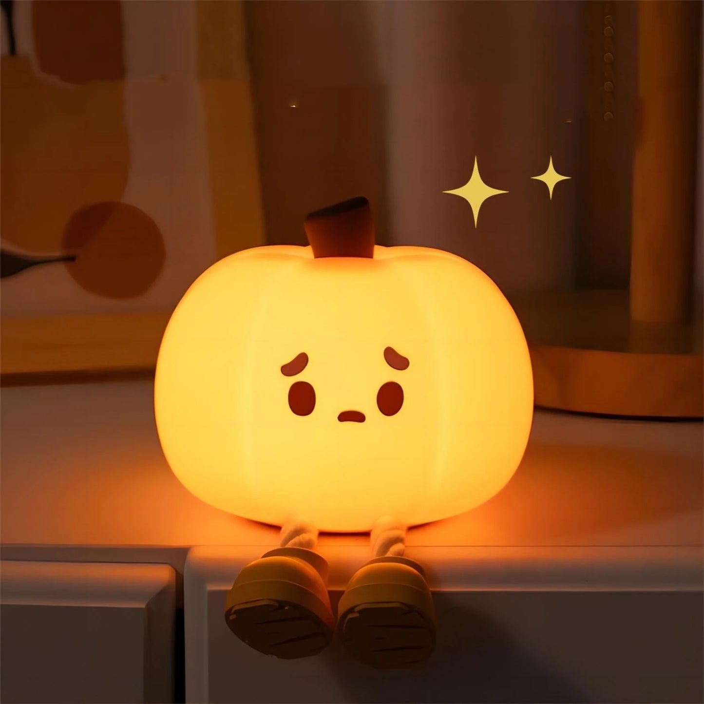 Luz Nocturna de Calabaza Regulable para Niños | Diseño de Silicona Suave