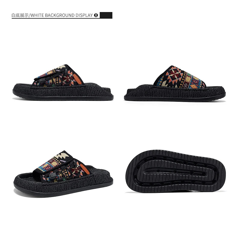 Men's European and American Style Outdoor Slippers, Thick-soled Fashionable Flip Flops for Beach and Leisure