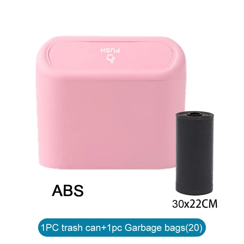 Compact Leak-Proof Car Trash Can with Lid | 60 Garbage Bags Included