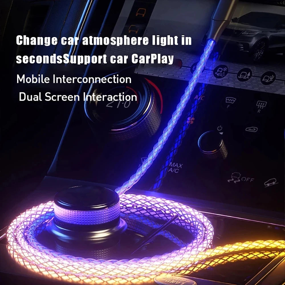 RGB Glowing Super Fast Charging Data Cable USB A to Type C