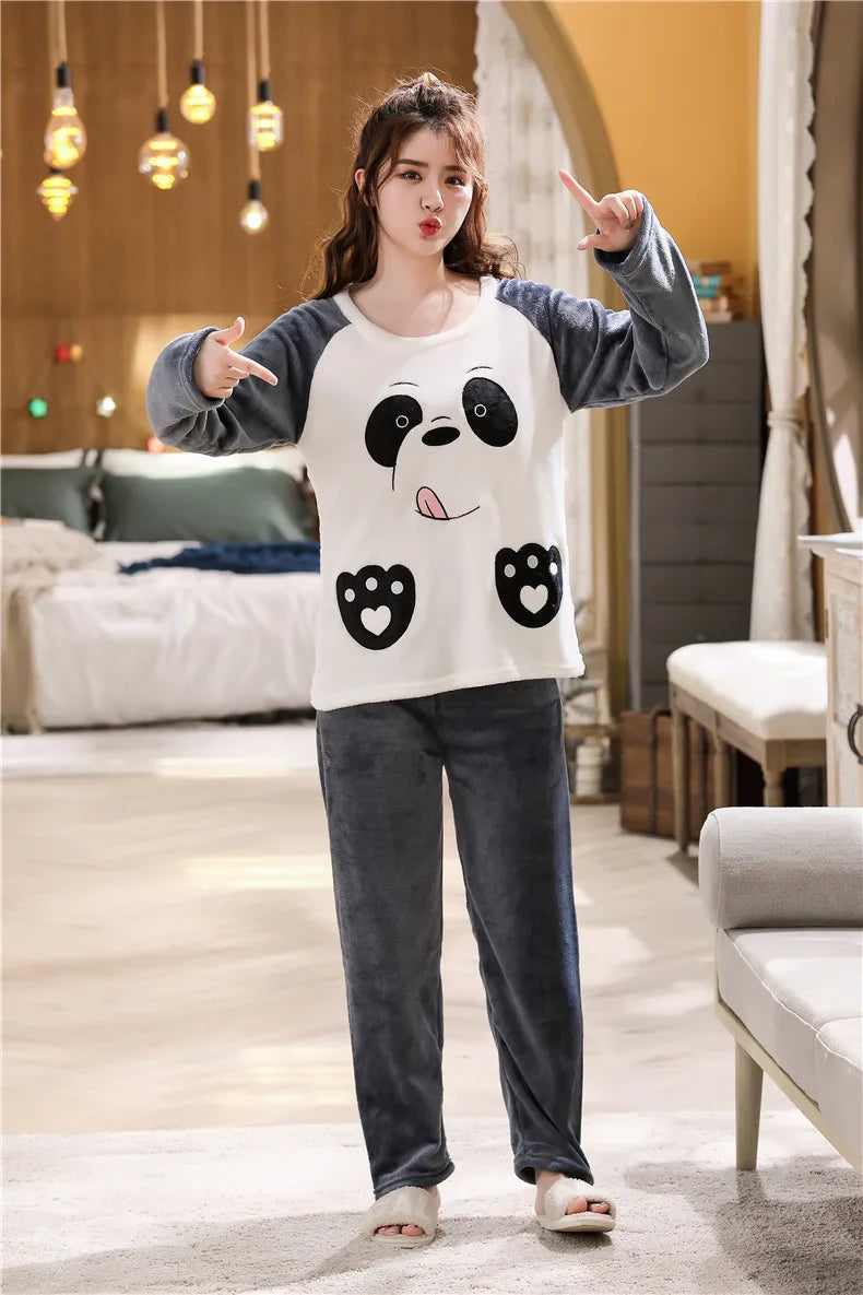 Cozy Flannel Pajamas Set for Couples | Warm Homewear Comfort