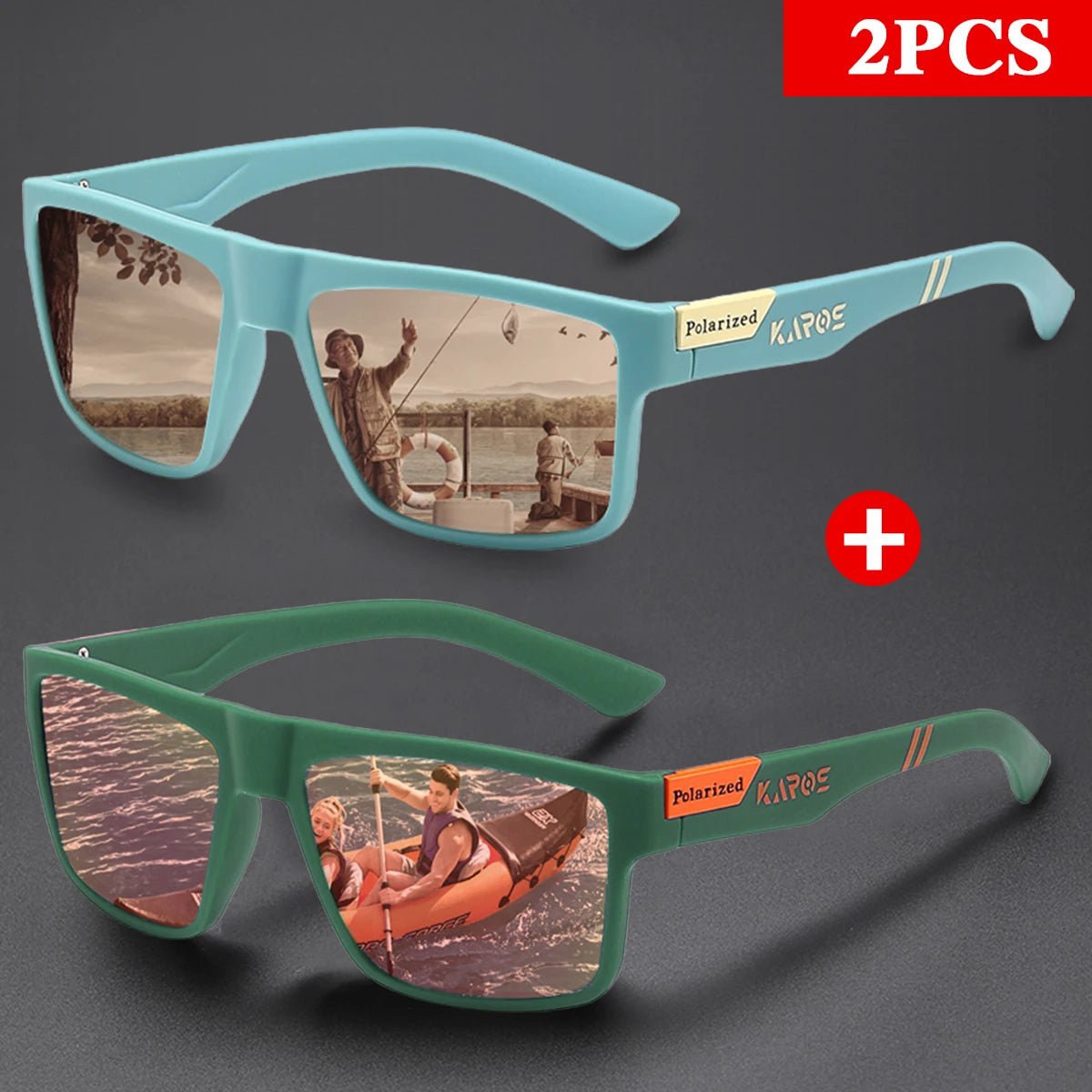 KAROS 2Pcs Polarized Sport Glasses Set for Men & Women UV400 Protection Eyewear for Fishing Cycling Driving Travel & Hiking YZ23