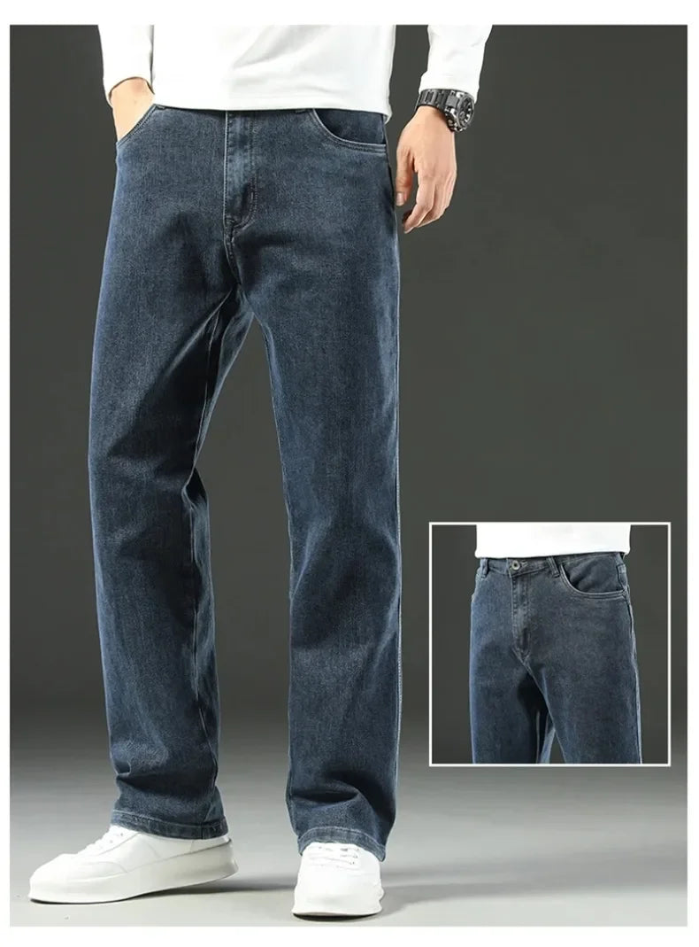 Men's Baggy Straight Wide Leg Jeans | Stylish Business Casual Pants