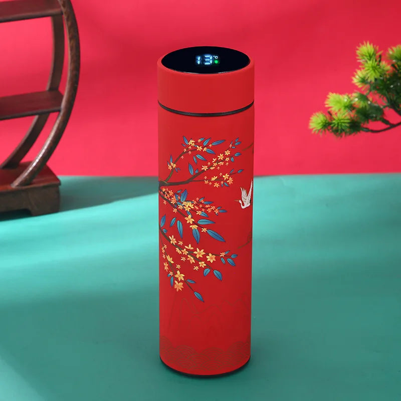 Smart Insulated Vacuum Flask with Temperature Display | Retro Design