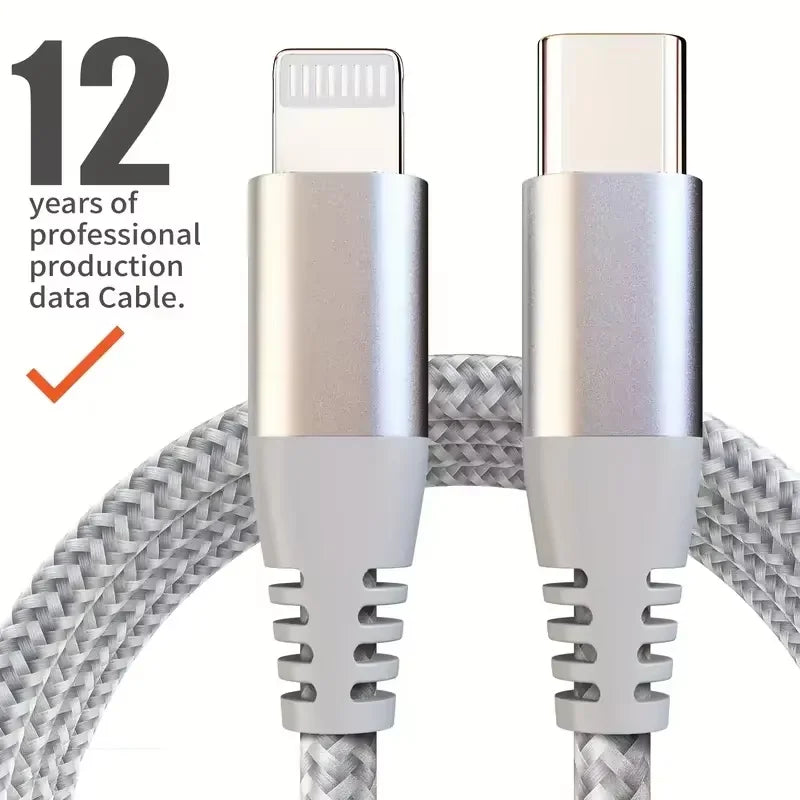 MFi Certified Fast Charging USB C to Lightning Cable - Durable Nylon