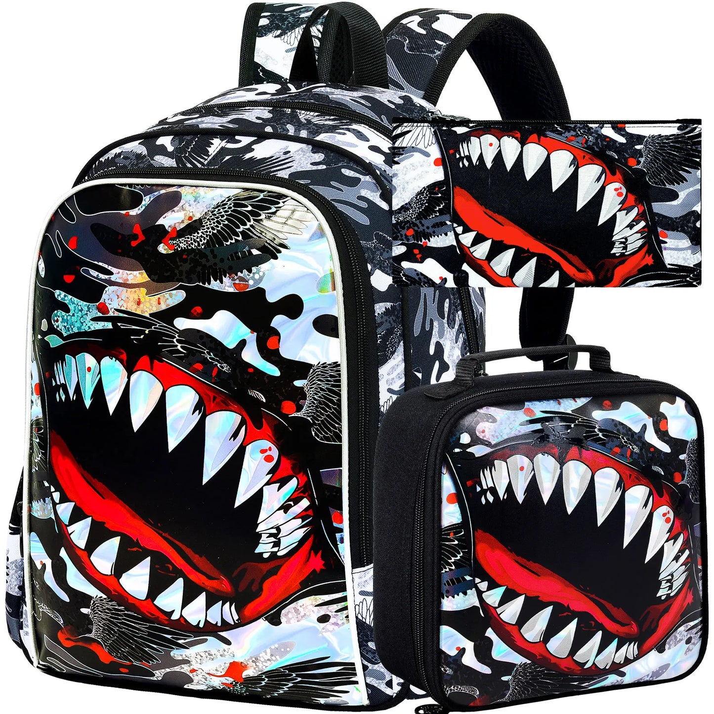 Kids Dinosaur Backpack Set | 3-Piece School Bag with Lunch Box