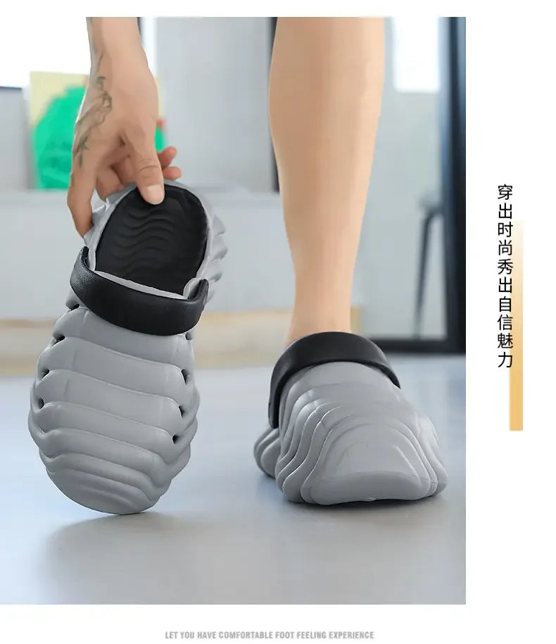 Men Fashion Closed Toe Beach Slippers Summer Trendy Casual Breathable Non Slip Slip on Street Daily Leisure Shoes