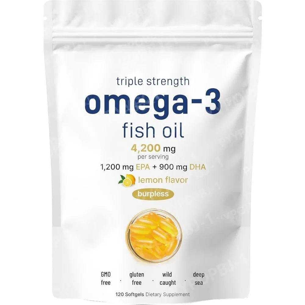 Triple Strength Omega 3 Fish Oil Supplements | Burpless EPA Formula