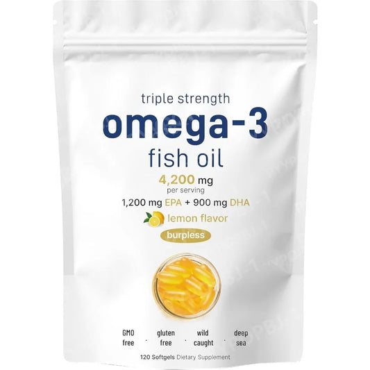 Triple Strength Omega 3 Fish Oil Supplements | Burpless EPA Formula