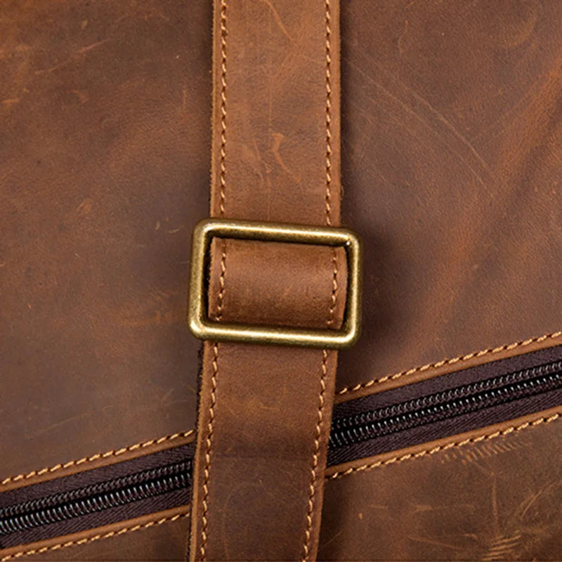 Handmade Crazy Horse Leather Crossbody Small Backpack for Men