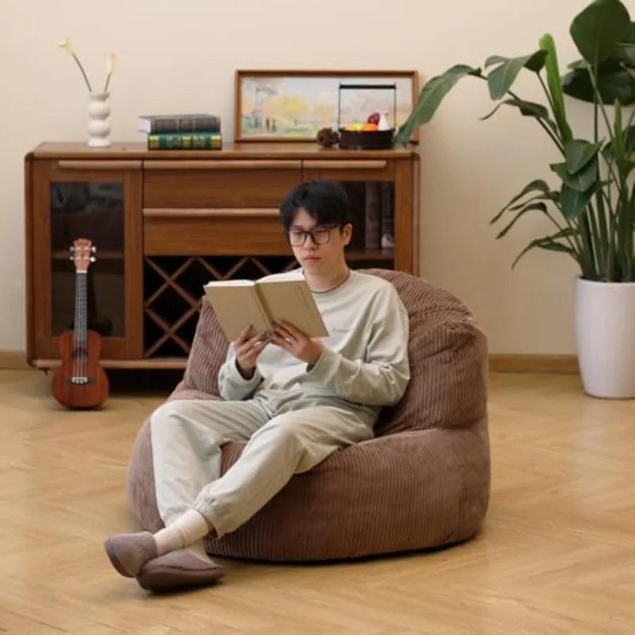 Large Foam-Filled Crescent Bean Bag Chair | Cozy Comfort for Home
