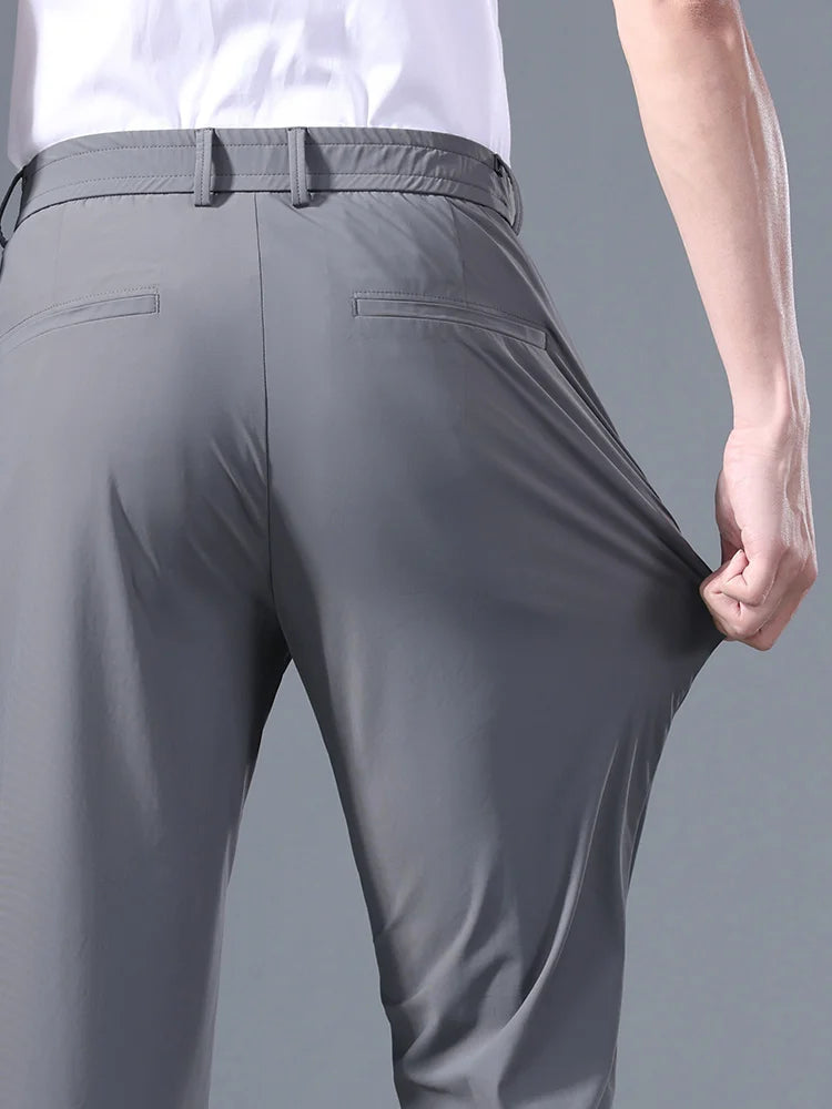 Men's Summer Stretch Smooth Trousers | Casual Business Pants