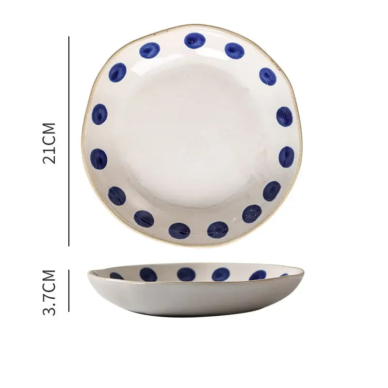 Hand-Painted Floral Ceramic Deep Plates | Vintage Dinner Dishes