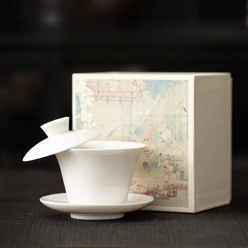 Elegant Rotatable Tea Tureen | Zen Gaiwan Teacup Set