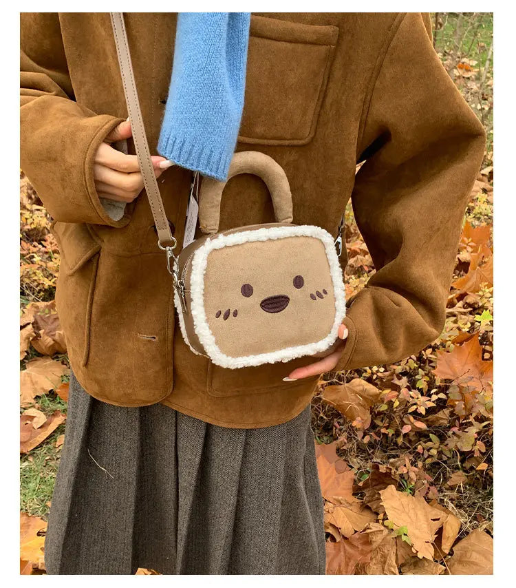 Plush Bear Commuter Bag | Cozy Lamb Fleece Shoulder Crossbody