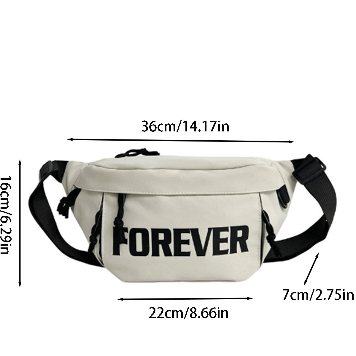 Beige and White Crossbody Chest Bag | Stylish Large Capacity Fanny Pack