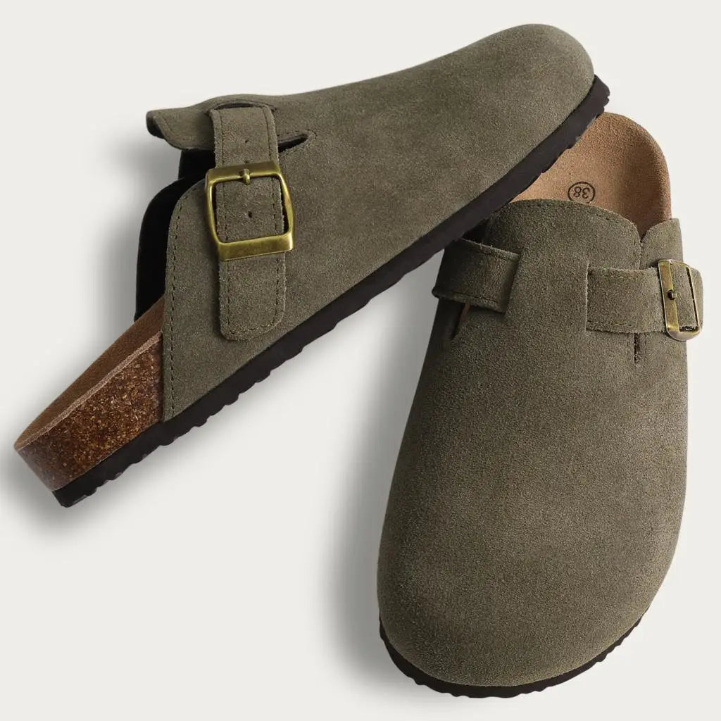 Shevalues Suede Clogs For Women Men Summer Cork Mules Soft Footbed Sandals With Arch Support  New Leisure Fashion Genuine Clogs