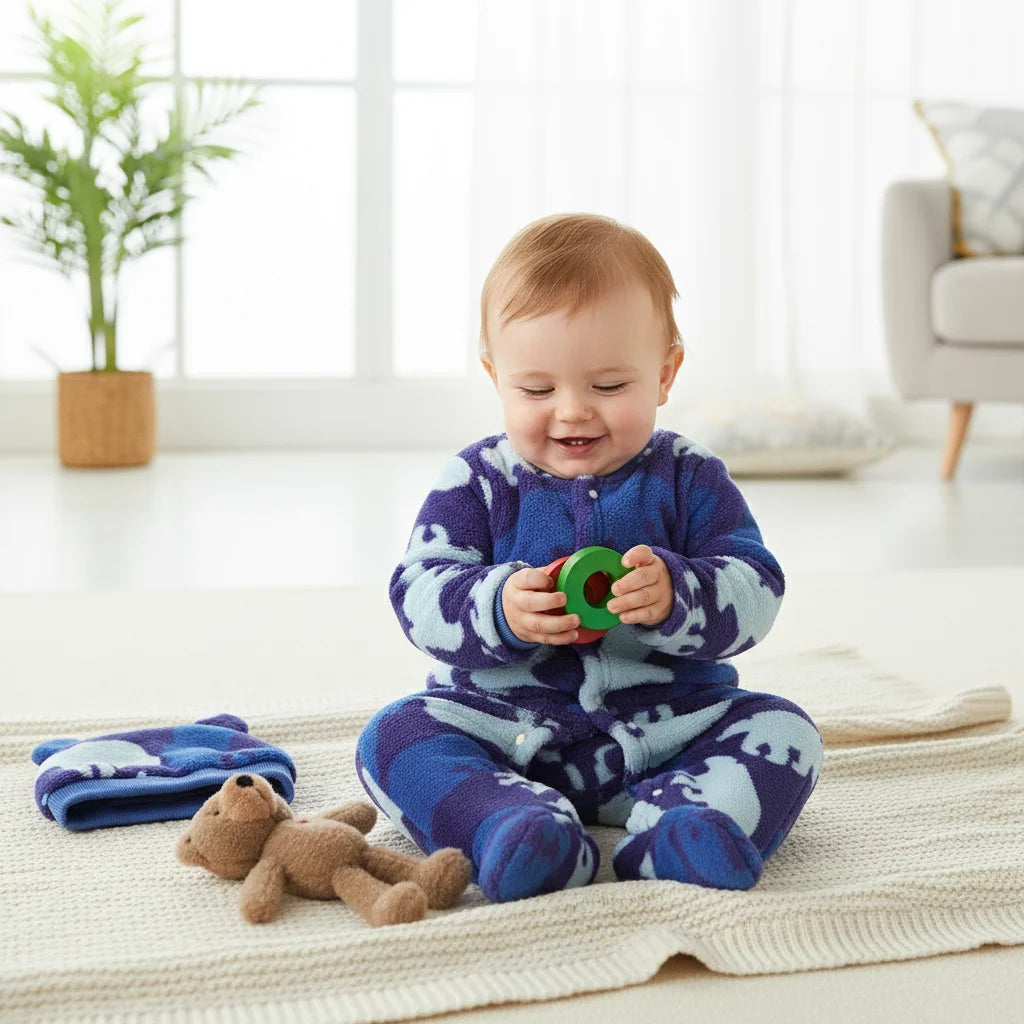 Thickened Baby Jumpsuit | Warm Cartoon Polar Bear Romper