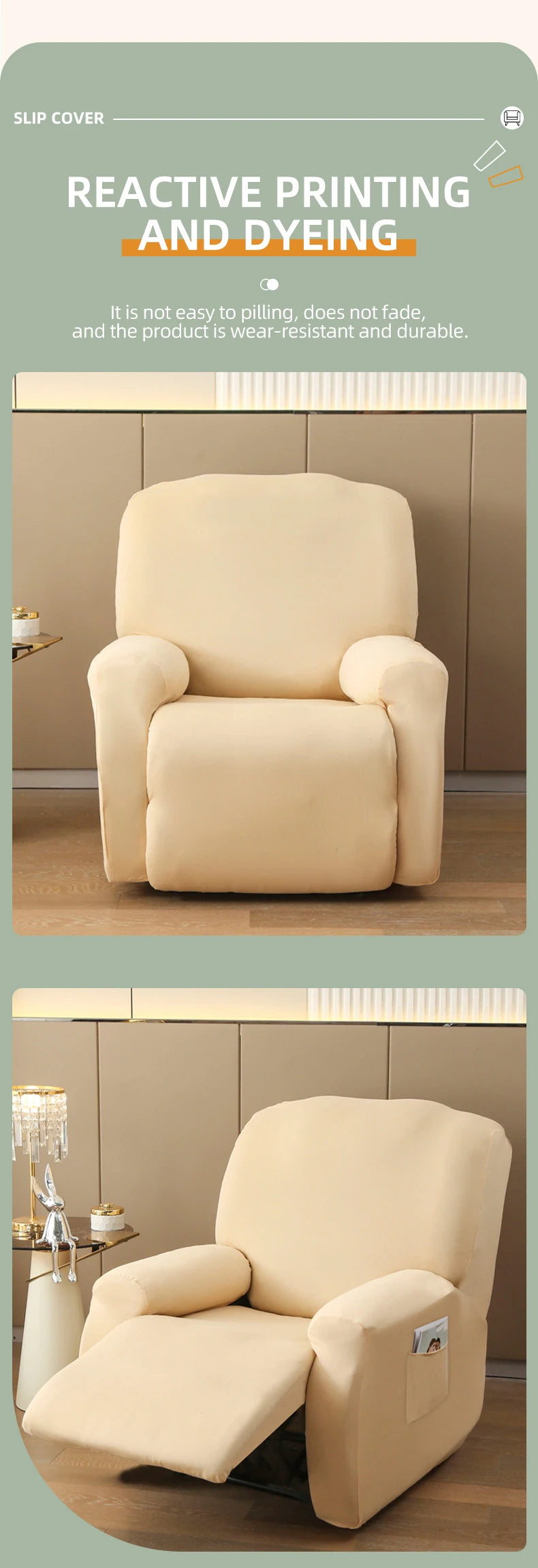 Super Stretch Recliner Sofa Slipcover | Non-Slip & Washable
