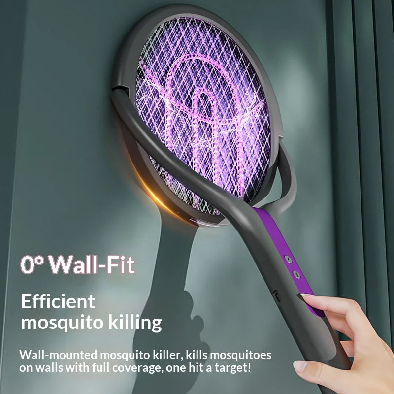 Rotating Head Bug Zapper Racket | Rechargeable Electric Fly Swatter