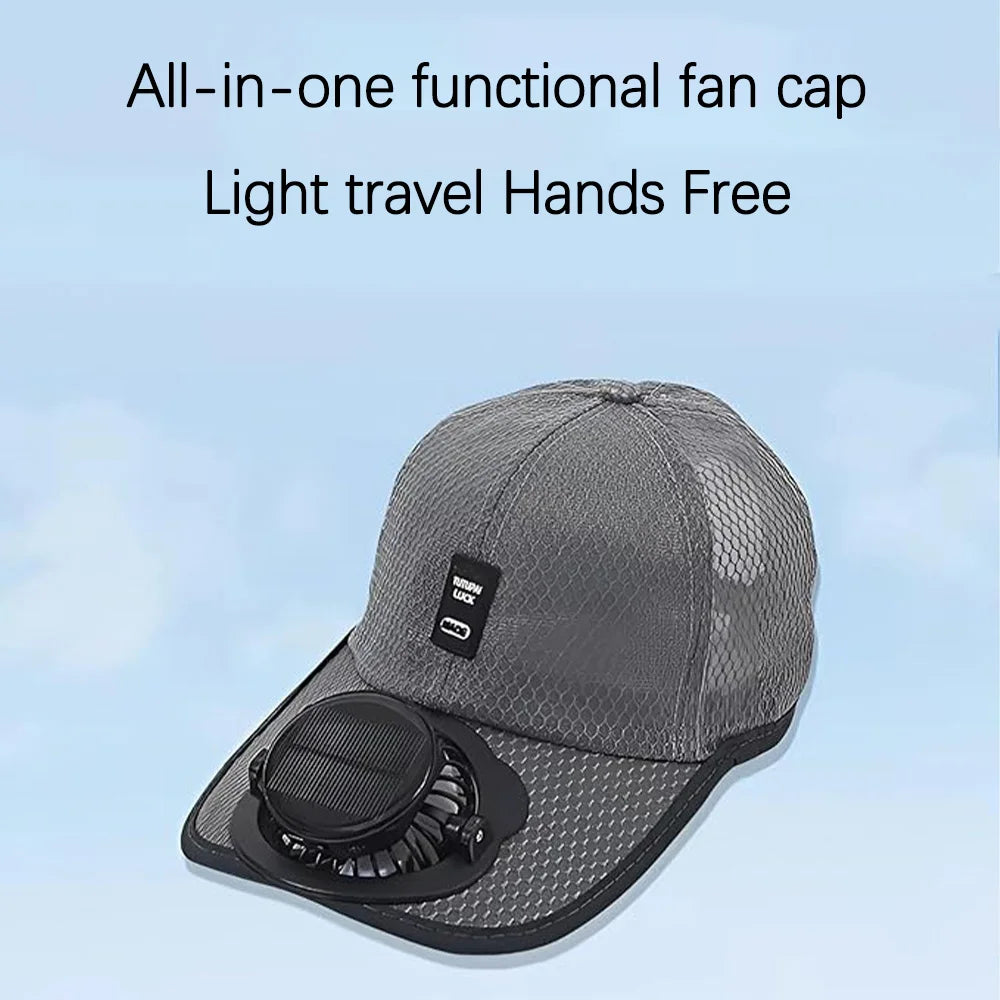Summer Baseball Cap with Solar Fan | UV Protection Sun Hat