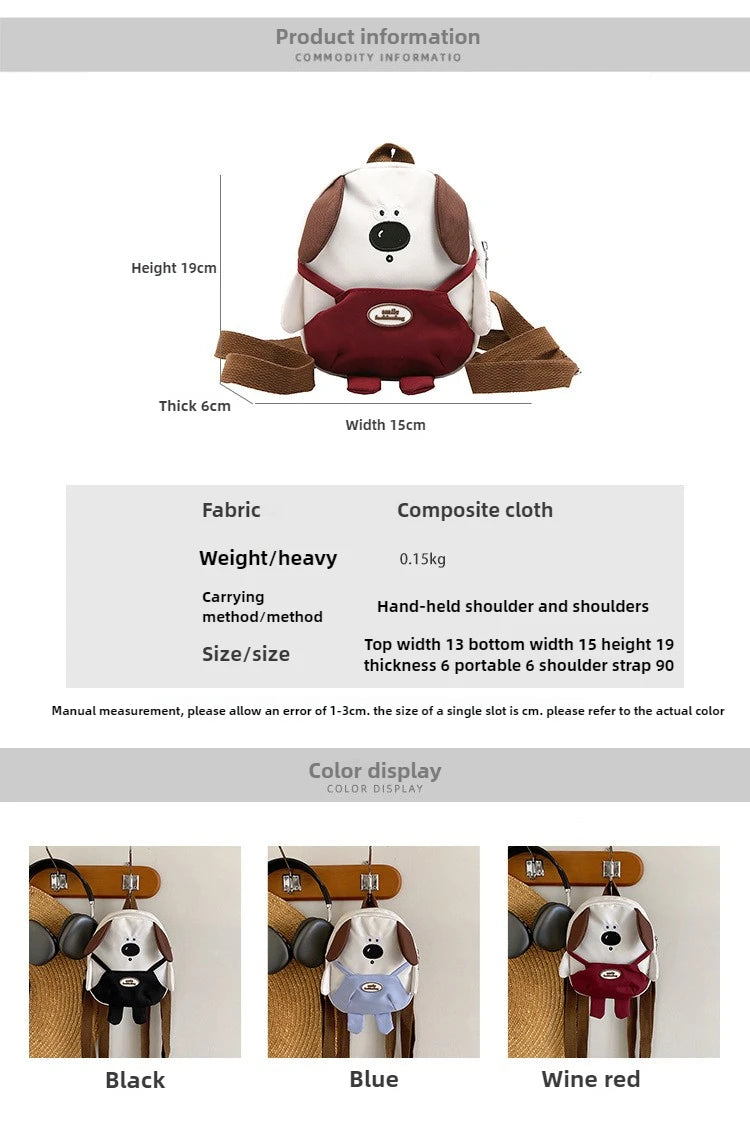Cute Cartoon Dog Mini Backpack | Adjustable Canvas Travel Bag