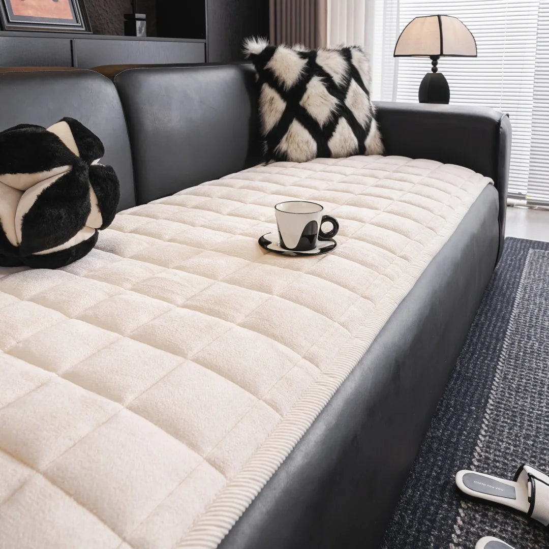 Thicken Squares Quilting Solid Sofa Cover | Elegant Home Decor