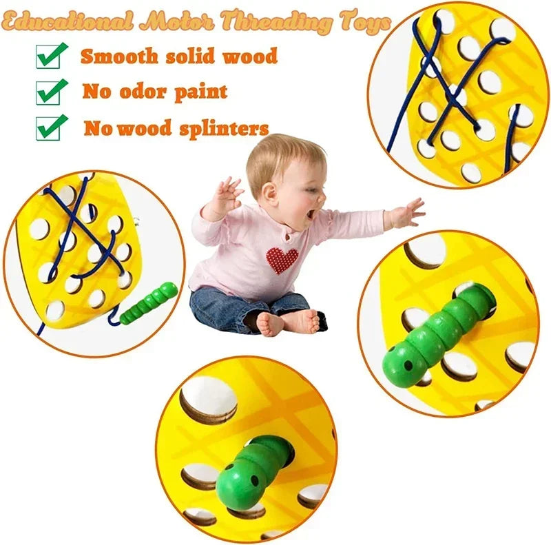Educational Wooden Lacing Toy | Enhance Fine Motor Skills