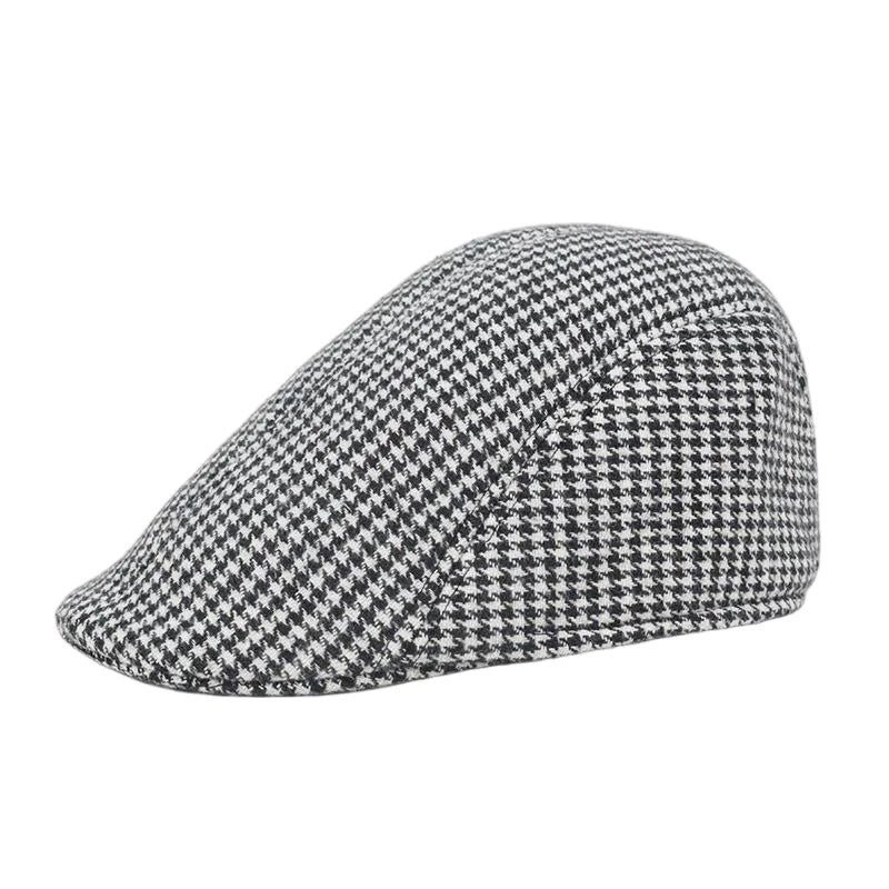 Men's Winter Beret Cap | Warm Plaid Military Hat for Casual Wear