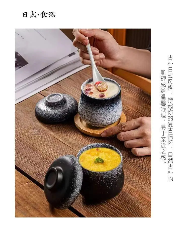 Japanese Ceramic Small Stew Pot Set | Creative Tableware for One
