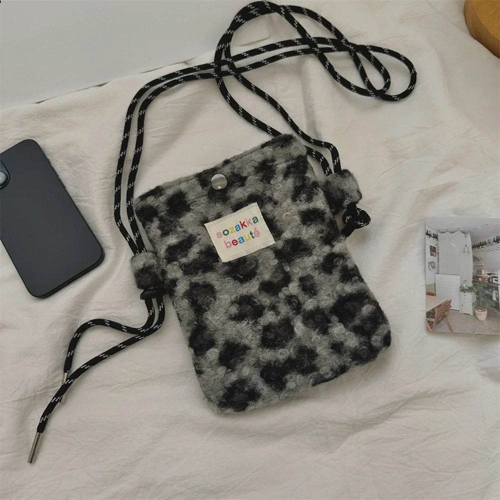 Cute Plush Dot Crossbody Bags for Women | Portable Shoulder Bag