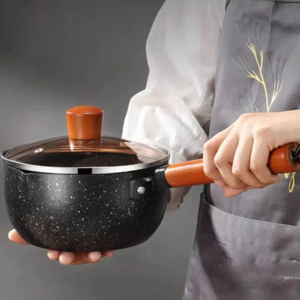 Olla para leche antiadherente con tapa y boquilla para verter | Perfecta para cocinar