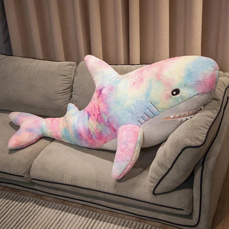 Giant Cute Colorful Shark Plush Toy | Soft Animal Pillow Cushion