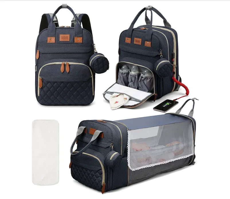 3 In 1 Diaper Bag Backpack | Waterproof & USB Charging