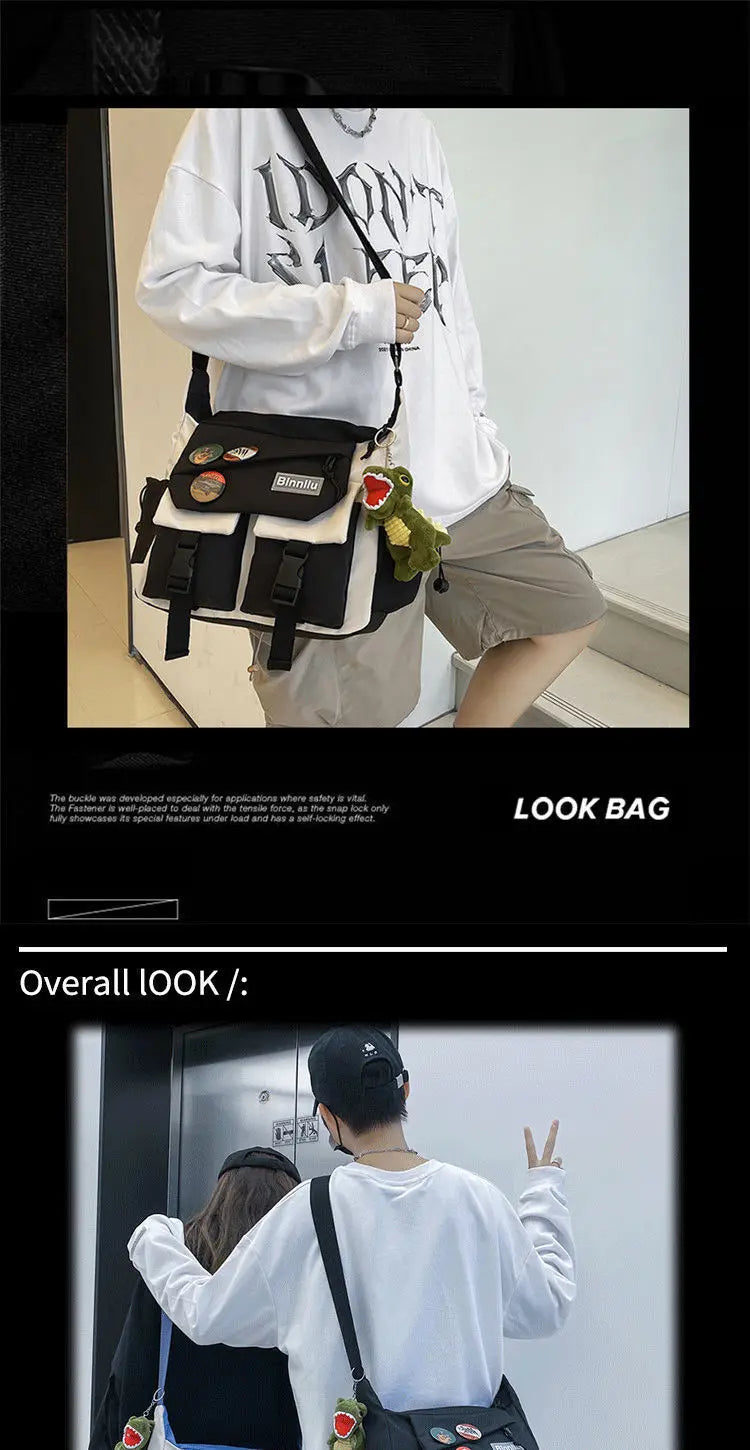 Stylish Waterproof Nylon Messenger Bag | Unisex Crossbody Satchel