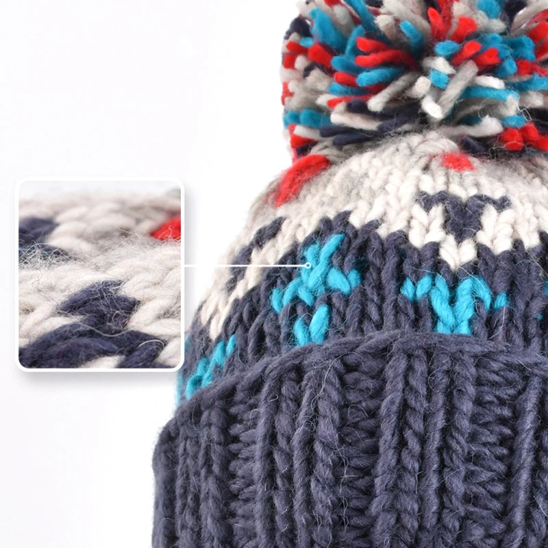 Unisex Fur Pompom Beanie Hat | Cozy Warm Knit Winter Cap