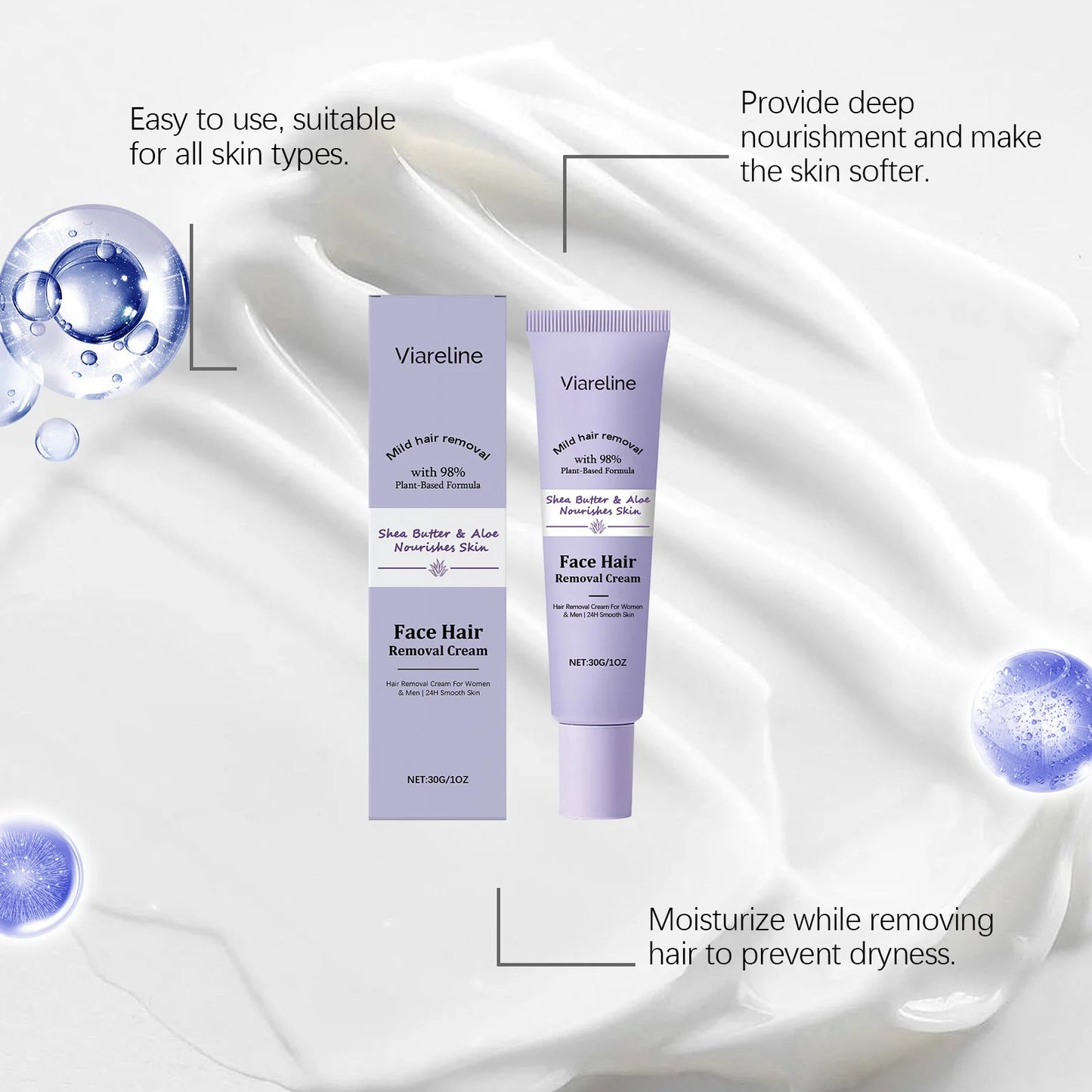 Gentle Facial Hair Removal Cream | Painless Skin Care Solution